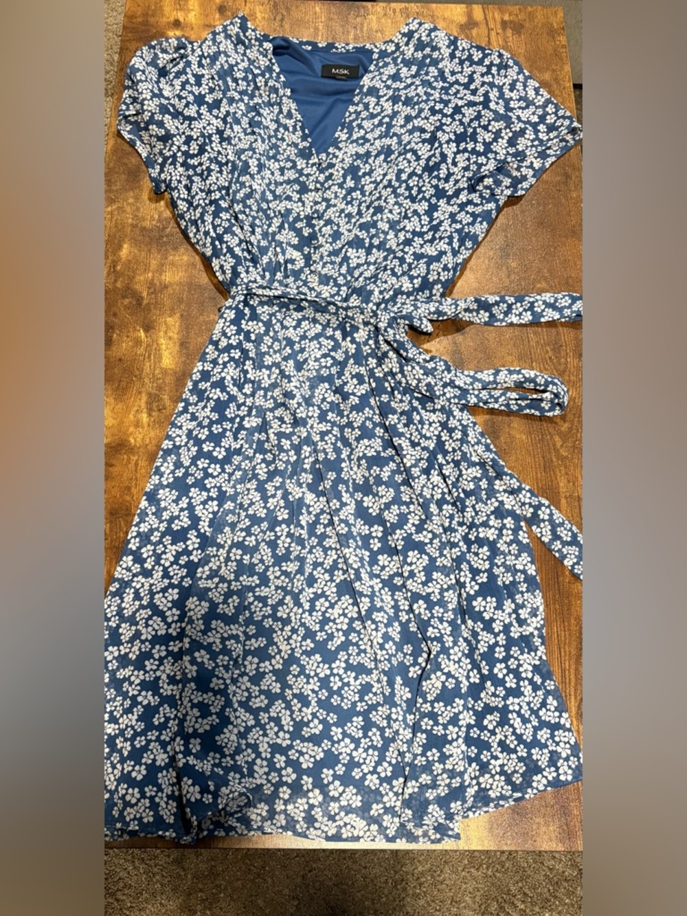 MSK Blue Floral Midi Dress Size 14